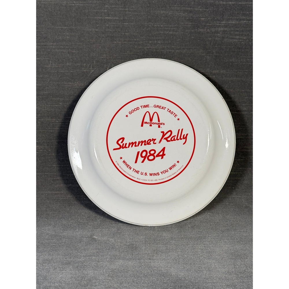 Vintage 1984 McDonalds Summer Rally Frisbee Flying Disc White Red Promo Olympics